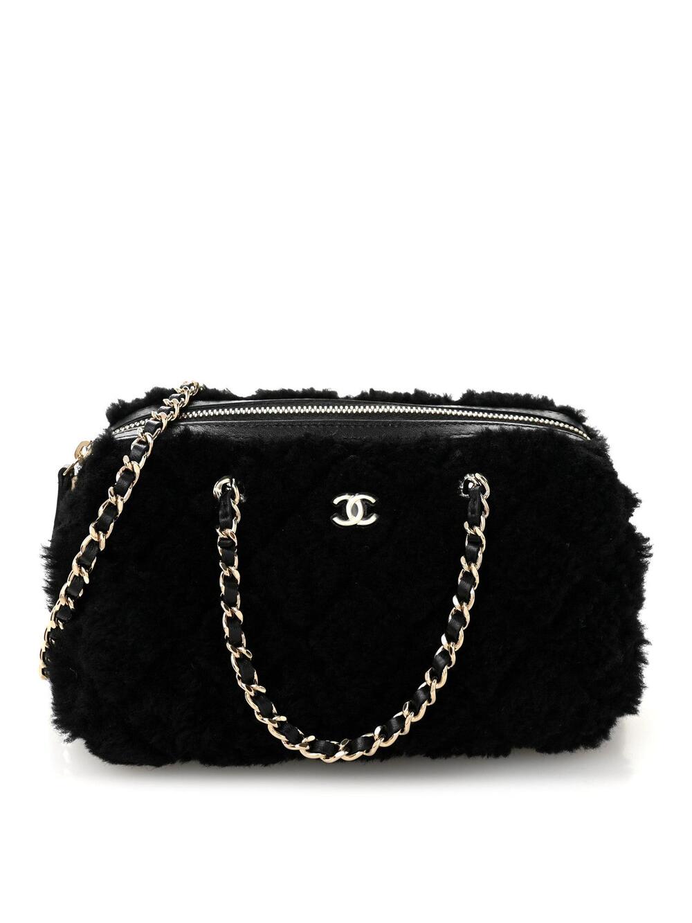 Chanel Shearling Quilted Barrel Clutch #345589C30B